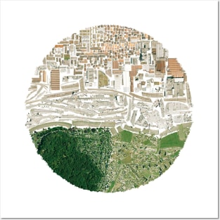 the genius loci in the city landscape, ecopop urban collage street map Posters and Art